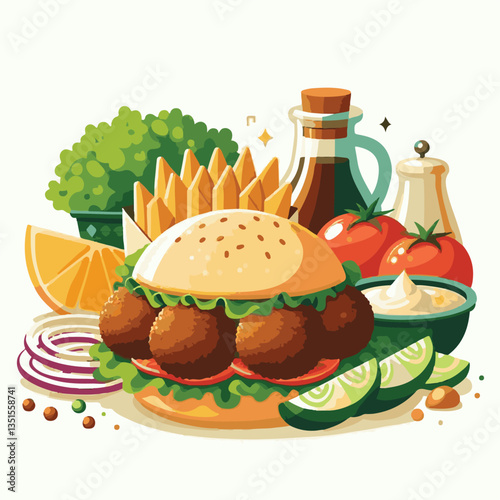 falafel, vegetarian, snack, background, vegan, food, meal, healthy, vegetable, fried, traditional, lunch, dinner, chickpea, diet, cuisine, arabic, dish, closeup, brown, ball, homemade, cooking, sauce,