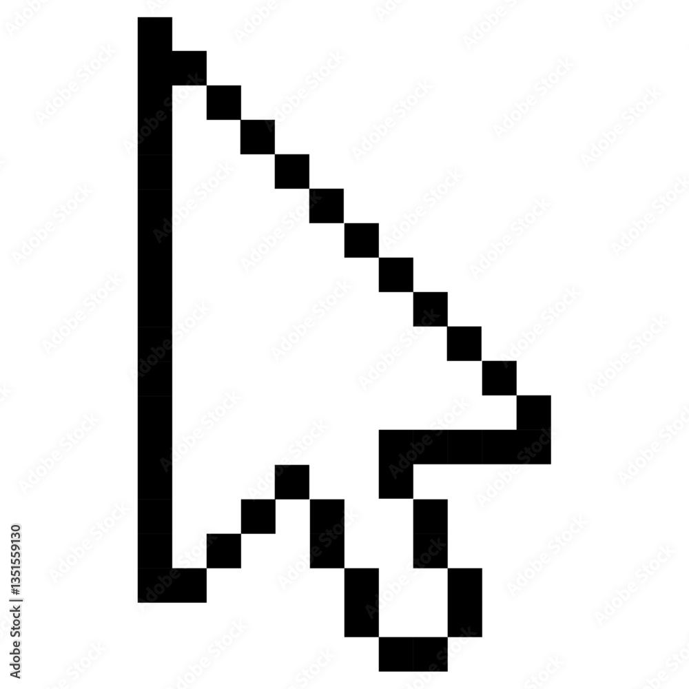 ドット絵カーソル（黒）、ピクセル、ベクター、透過背景、クリック
