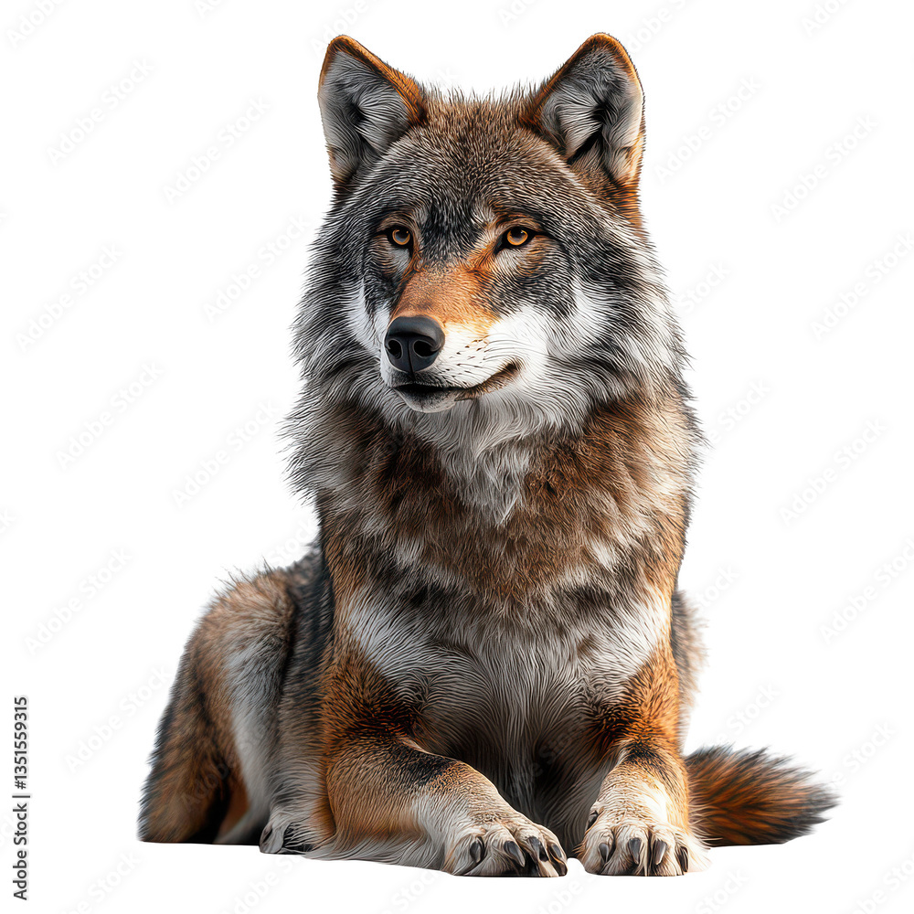 Fototapeta premium Wolf isolated on transparent background, PNG