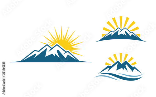 Hill Nature Mountain icon Logo Template illustration design v.2