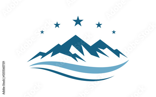 Hill Nature Mountain icon Logo Template illustration design v.8