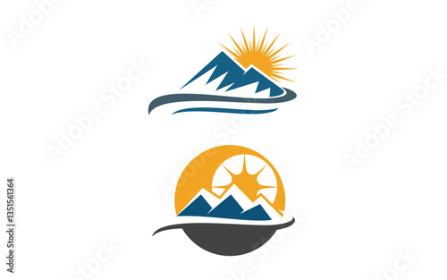 Hill Nature Mountain icon Logo Template illustration design v.25