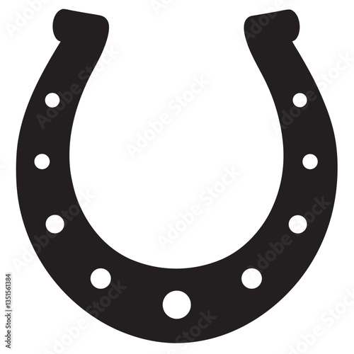Horseshoe icons. Black silhouettes llustration of horseshoes on white background. Lucky horseshoe symbols collection stock vector. 