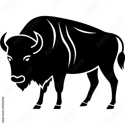 vector illustration of a american bison