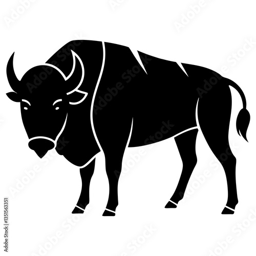 vector illustration of a bison