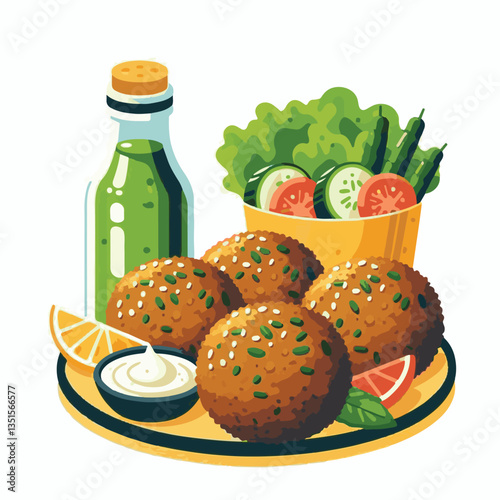falafel, vegetarian, snack, background, vegan, food, meal, healthy, vegetable, fried, traditional, lunch, dinner, chickpea, diet, cuisine, arabic, dish, closeup, brown, ball, homemade, cooking, sauce,
