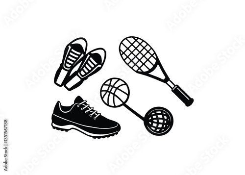 Silhouette of sporting equipment isolated on a white background