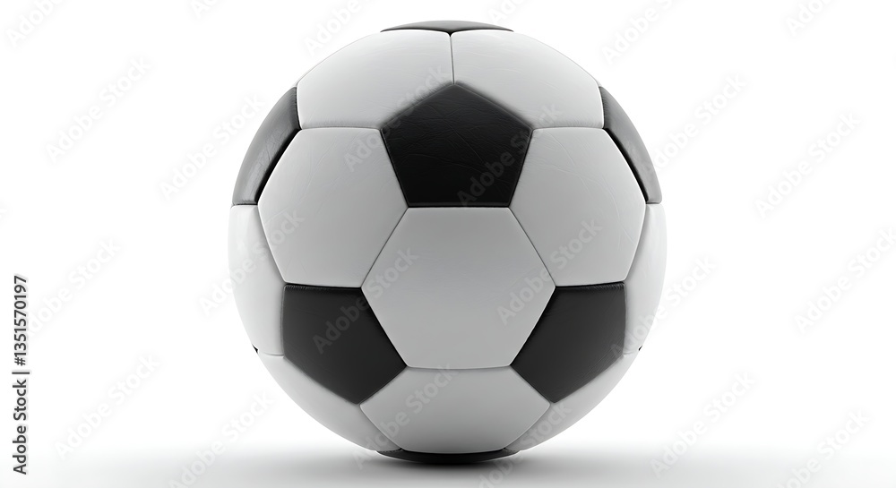 Fototapeta premium A professional black and white soccer ball with hexagonal patterns, centered on a white background.