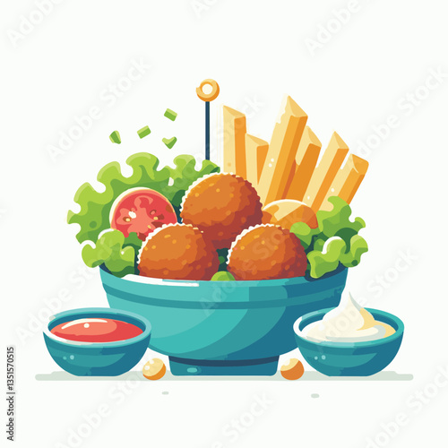 falafel, vegetarian, snack, background, vegan, food, meal, healthy, vegetable, fried, traditional, lunch, dinner, chickpea, diet, cuisine, arabic, dish, closeup, brown, ball, homemade, cooking, sauce,