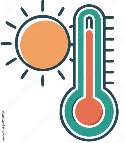 Sun and mercury thermometer vector