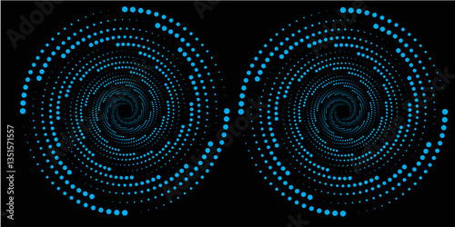 Dotted circular logo. circular concentric dots isolated on the white background. Halftone fabric design.vector