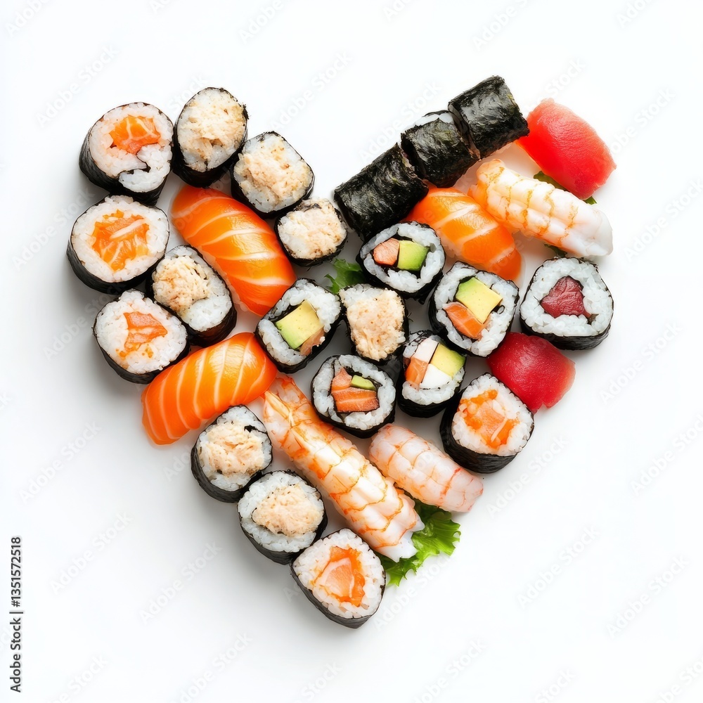 A beautifully assorted platter featuring a mix of nigiri sushi, topped with fresh slices of salmon and tuna, and maki rolls filled with rice, cucumber, and avocado, all elegantly complemented by a sma A beautifully assorted platter featuring a mix of nigiri sushi, topped with fresh slices of salmon and tuna, and maki rolls filled with rice, cucumber, and avocado, all elegantly complemented by a sma