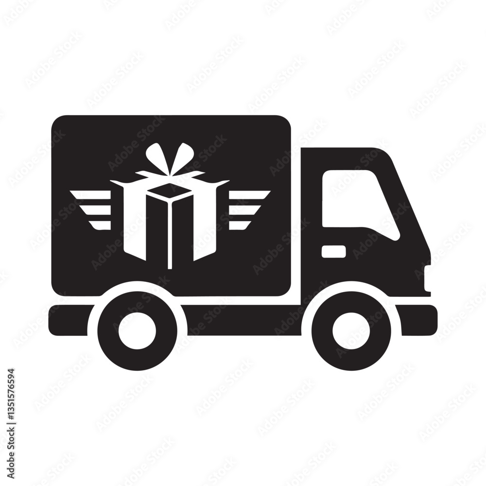 Vector illustration of a delivery truck icon on a white background Vector illustration of a delivery truck icon on a white background