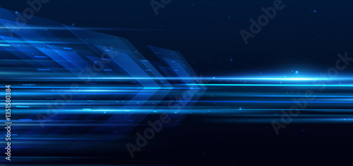 Techlology arrow diagonal glowing on dark blue background.