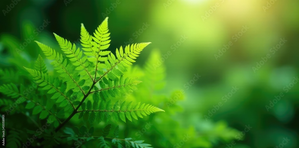 Foliage of ferns with delicate fronds spread out, light streaming through, ferns, nature photography Foliage of ferns with delicate fronds spread out, light streaming through, ferns, nature photography