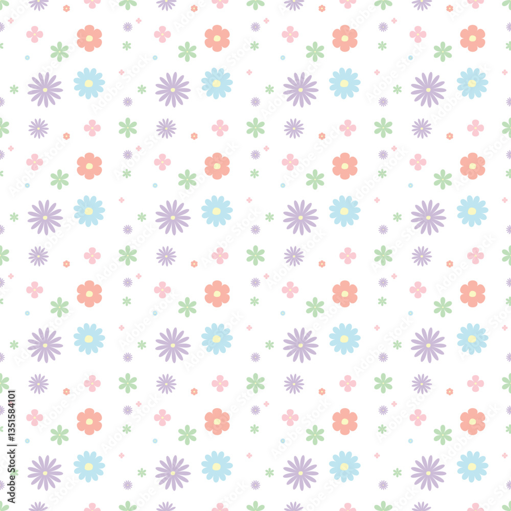 Seamless pattern with flowers. On a transparent background.