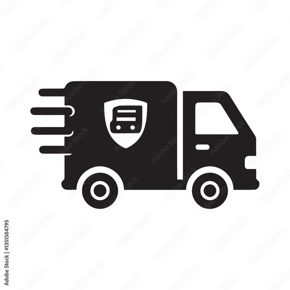 Vector illustration of a delivery truck icon on a white background Vector illustration of a delivery truck icon on a white background