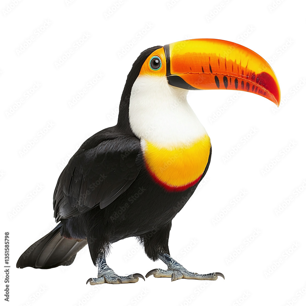 Naklejka premium Tropical toucan on transparent background PNG