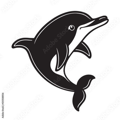 Dolphin vector illustration isolated on white, simple and clean design, symbolizing nature and marine life with a cartoon-style silhouette