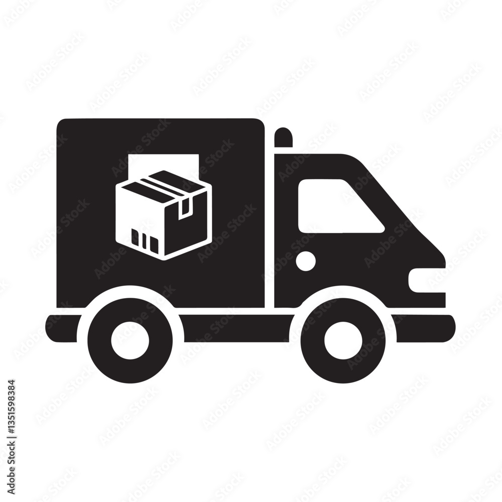 Vector illustration of a delivery truck icon on a white background Vector illustration of a delivery truck icon on a white background