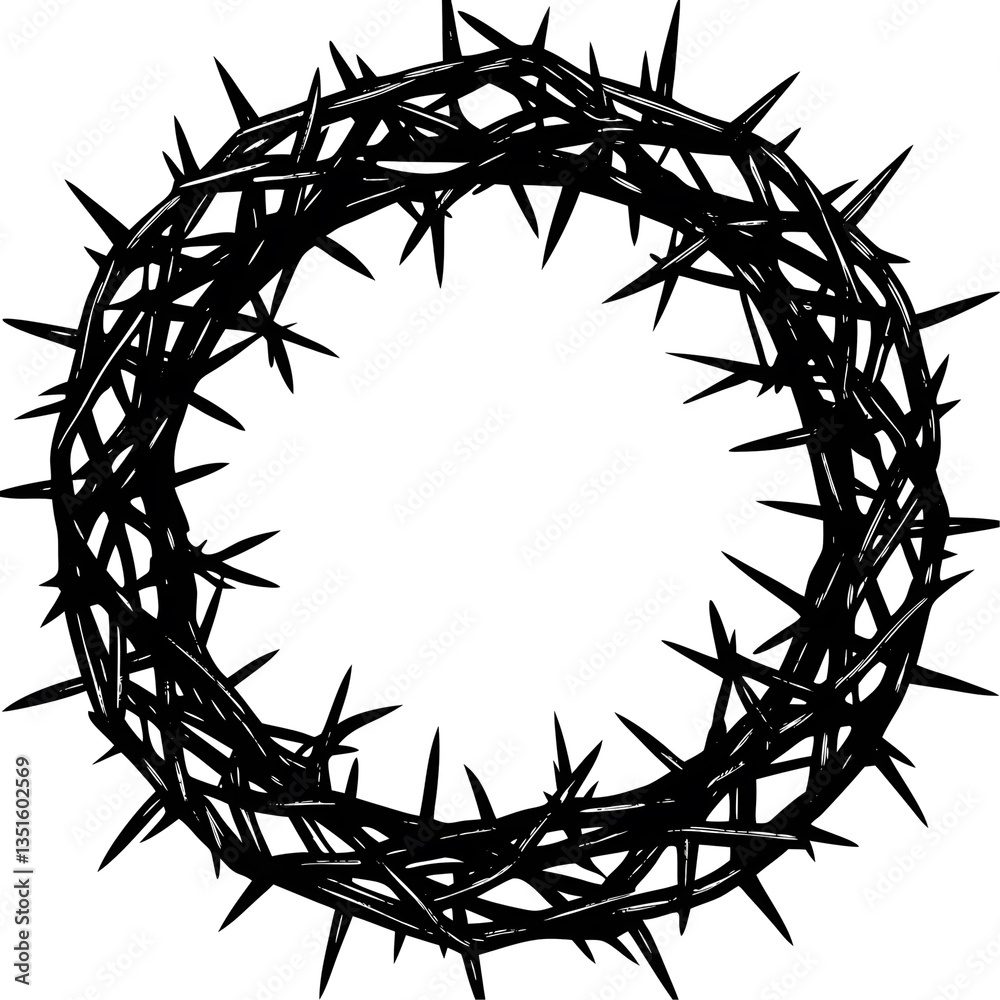 Fototapeta premium a black thorny crown, the kind worn by Jesus Christ during the crucifixion on a transparent background