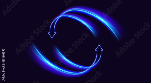 Two arrows go round. Update Software. Synchronization icon. Upgrade computer program version concept. Circulation arrows in motion. Exchange and money transfer.