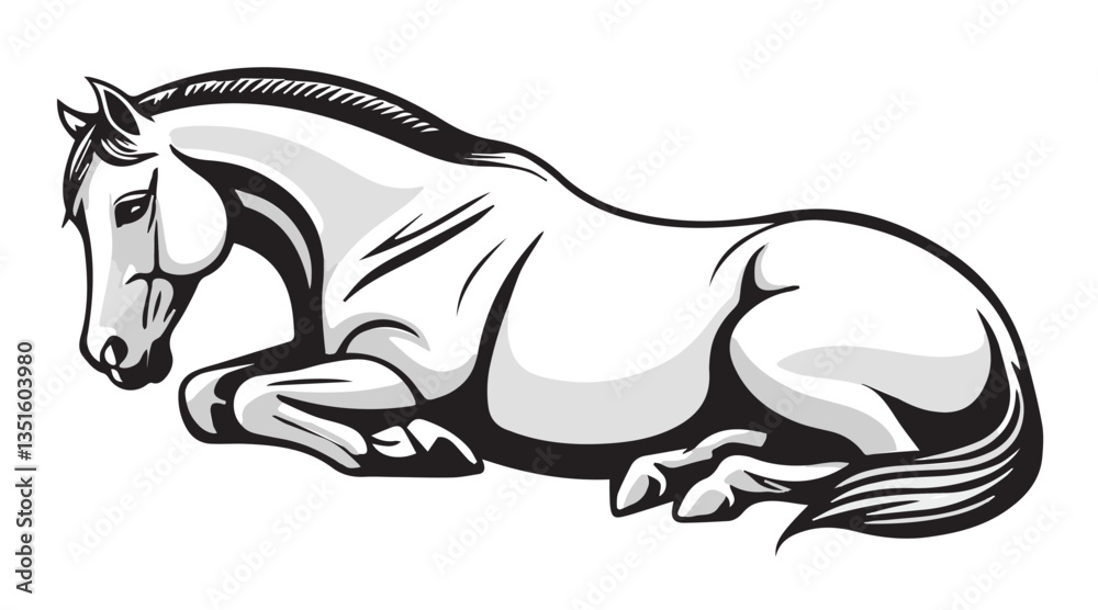 Fototapeta premium Black horse vector silhouette art, wild mammal illustration