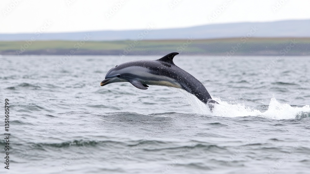 Fototapeta premium Striped Dolphin Leaping in the Ocean Waves