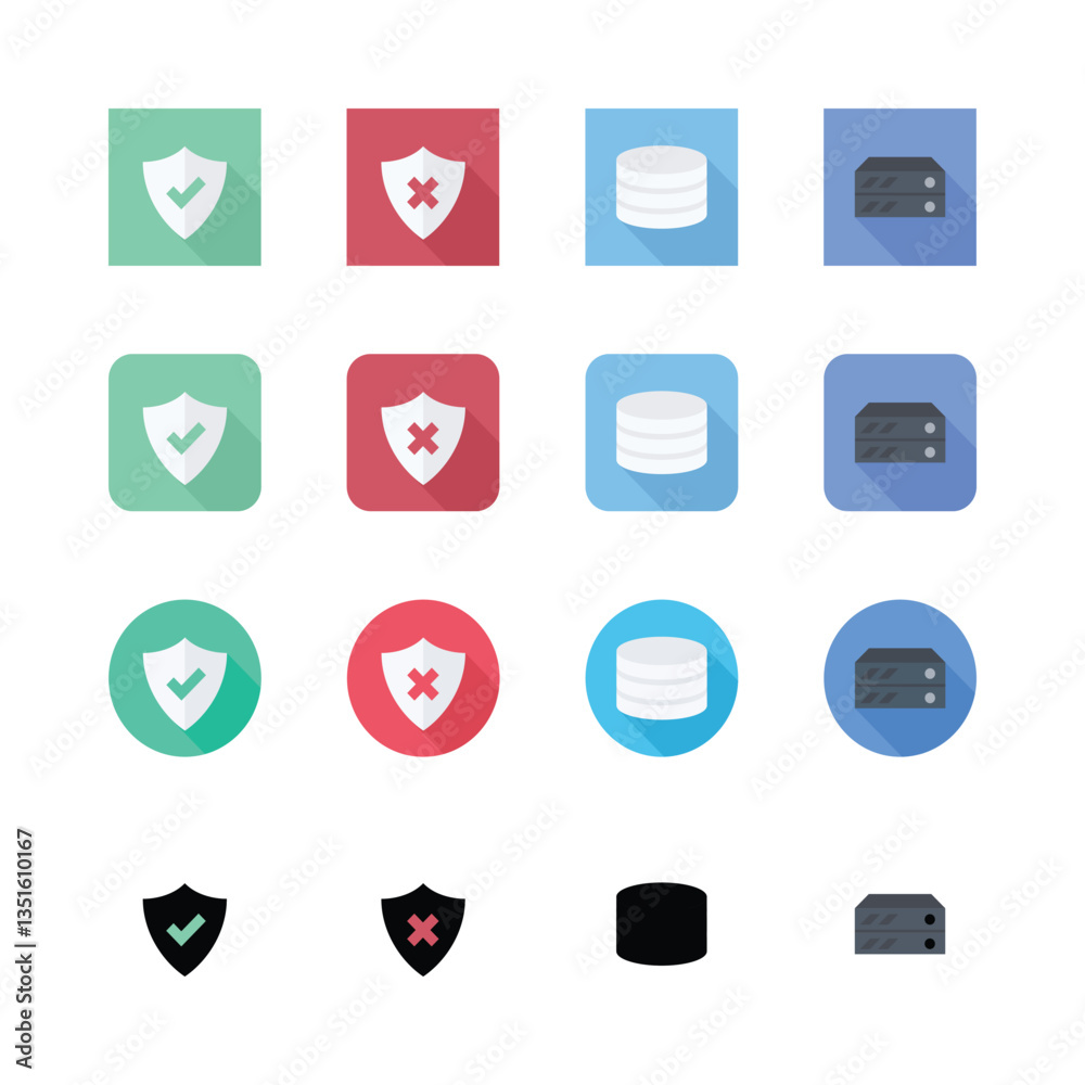 Set of flat icons for web and mobile applications with various symbols and designs