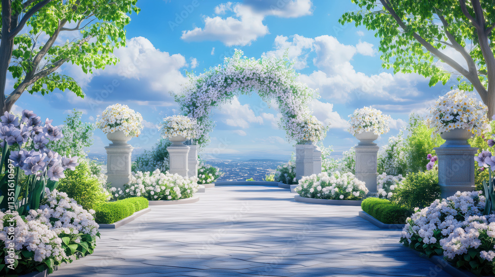 Beautiful floral wedding arch, perfect for romantic beach ceremonies. Ideal for celebrations and events.
