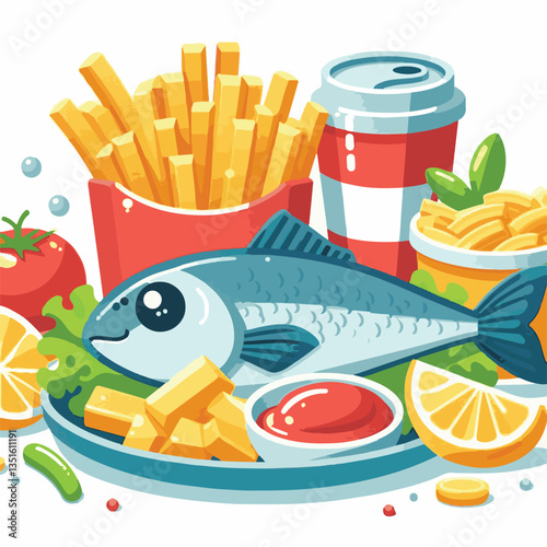 meal, fish, chips, food, dinner, lunch, fried, cuisine, crispy, english, british, fresh, dish, background, traditional, cod, fillet, seafood, unhealthy, delicious, takeaway, batter, lemon, tasty, rest
