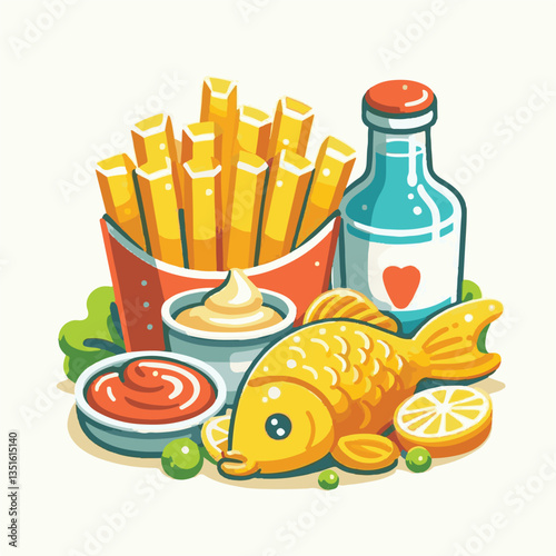 meal, fish, chips, food, dinner, lunch, fried, cuisine, crispy, english, british, fresh, dish, background, traditional, cod, fillet, seafood, unhealthy, delicious, takeaway, batter, lemon, tasty, rest