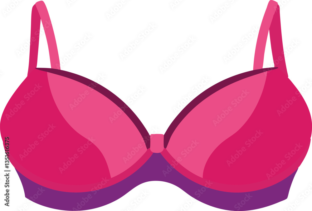 Vibrant pink and purple illustration of a women's bra. Vibrant pink and purple illustration of a women's bra.