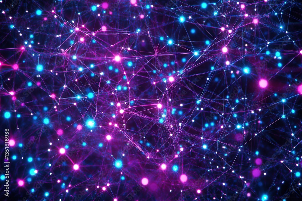 Abstract Network Glowing Nodes and Connections, Futuristic Digital Background Abstract Network Glowing Nodes and Connections, Futuristic Digital Background