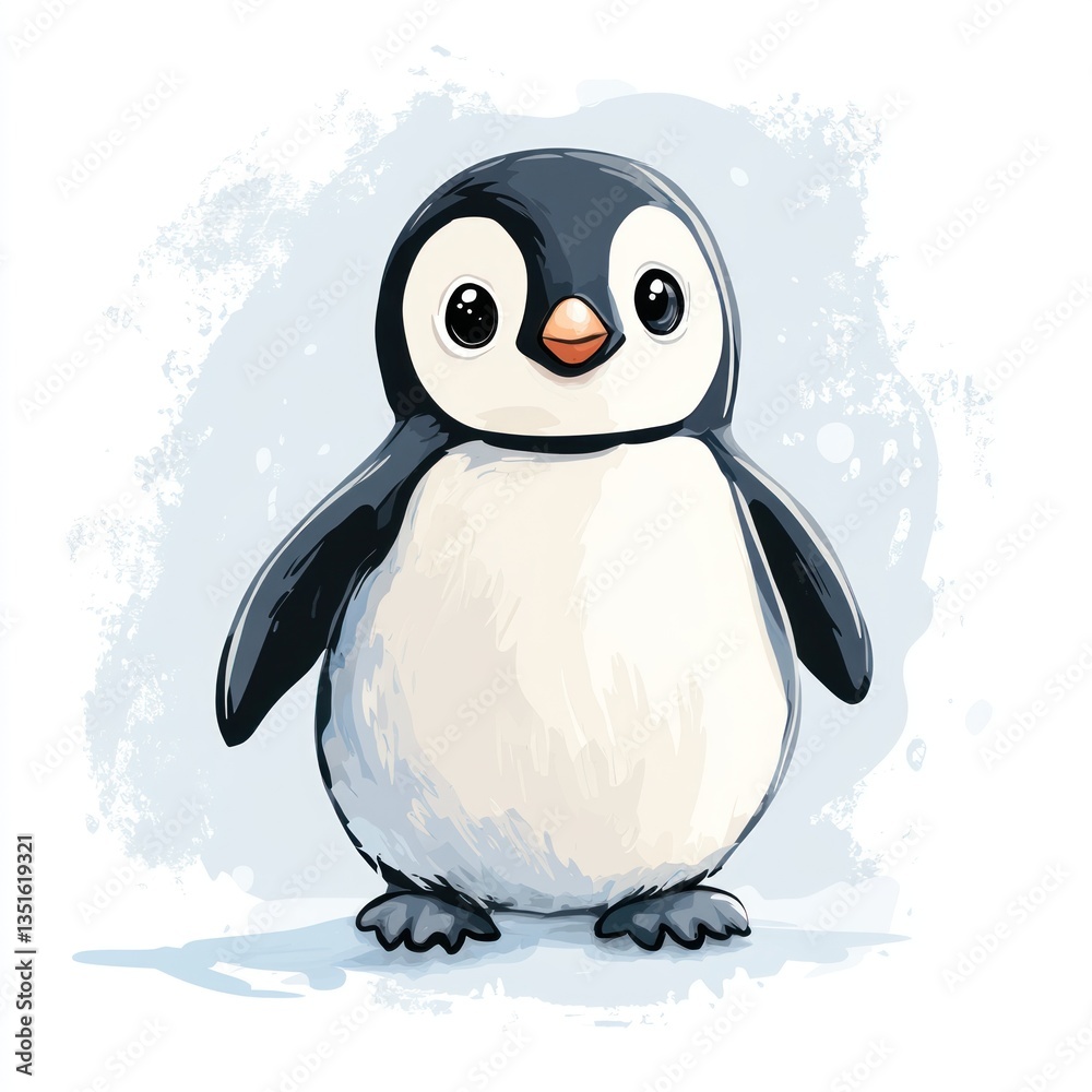 Naklejka premium Cute penguin illustration on textured background