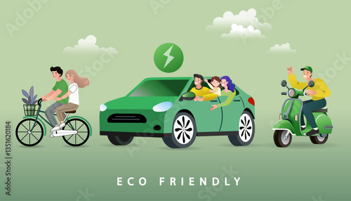 man riding bicycle, Reduce energy consumption, use renewable energy.