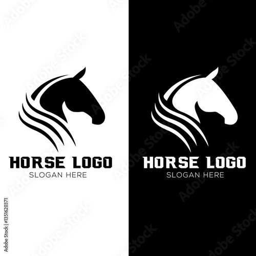 Modern horse head logo design in black and white. Horse logo template vector illustration eps 10.