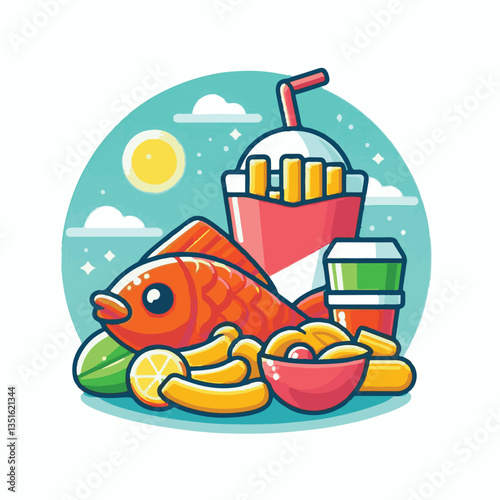 meal, fish, chips, food, dinner, lunch, fried, cuisine, crispy, english, british, fresh, dish, background, traditional, cod, fillet, seafood, unhealthy, delicious, takeaway, batter, lemon, tasty, rest