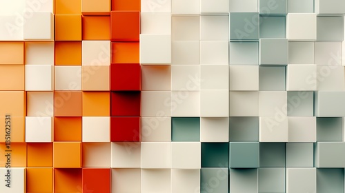 Abstract background of orange, white, and grey cubes.  Varying heights create a textured surface