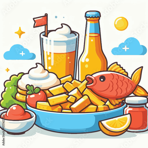 meal, fish, chips, food, dinner, lunch, fried, cuisine, crispy, english, british, fresh, dish, background, traditional, cod, fillet, seafood, unhealthy, delicious, takeaway, batter, lemon, tasty, rest