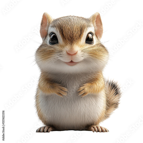 3d Chipmunk isolated on transparent background, PNG