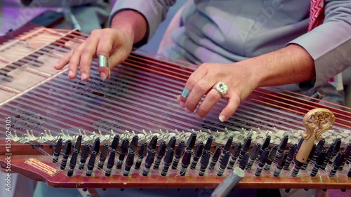 Middle Eastern Qanun Player, Arabic Music Instrument