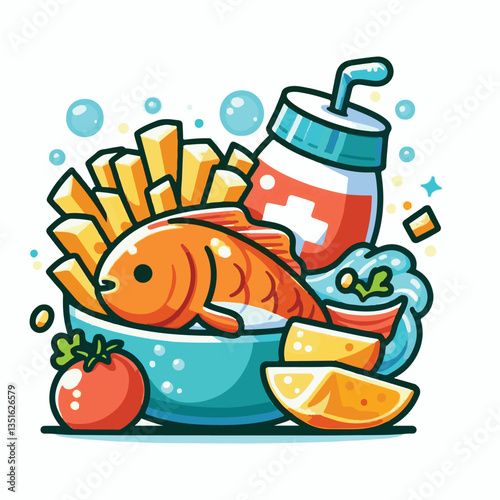 meal, fish, chips, food, dinner, lunch, fried, cuisine, crispy, english, british, fresh, dish, background, traditional, cod, fillet, seafood, unhealthy, delicious, takeaway, batter, lemon, tasty, rest