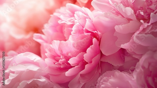 Pink peonies blooming in spring