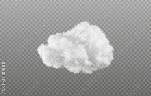 Vector realistic cloud, smoke or fog on isolated transparent background. Cloud png. Smoke png