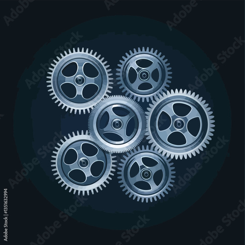 2d vector illustration colorful machine , worker and Industry and its development technology, factories and production lines icon

