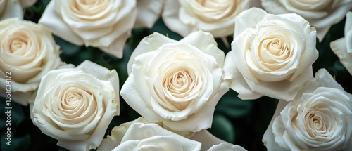 Elegant Arrangement of White Roses in a Lush Bouquet Creating a Soft and Romantic Atmosphere for Special Occasions and Celebrations