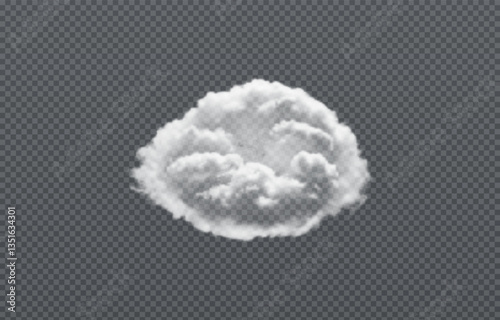Vector realistic cloud, smoke or fog on isolated transparent background. Cloud png. Smoke png