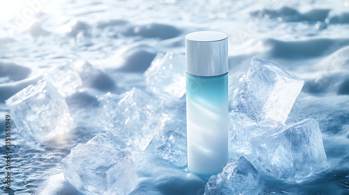 ice cubes on a blue background