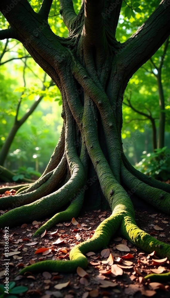 Ancient tree roots spreading under a gnarled trunk, gnarled, texture, twisted Ancient tree roots spreading under a gnarled trunk, gnarled, texture, twisted
